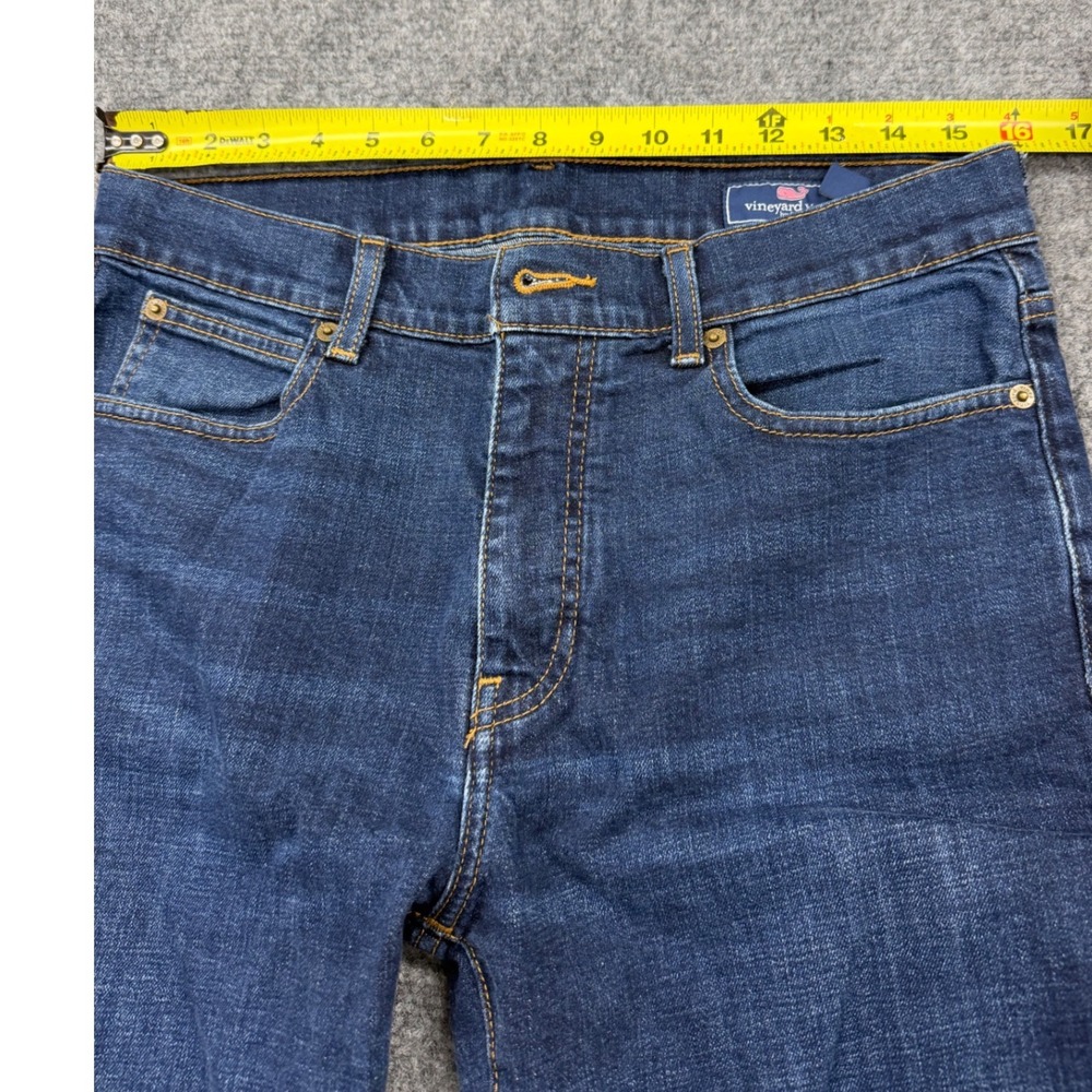 Vineyard Vines Mens Dark Wash Denim Jeans 32x30 Straight Leg Stretch Indigo - Picture 7 of 7